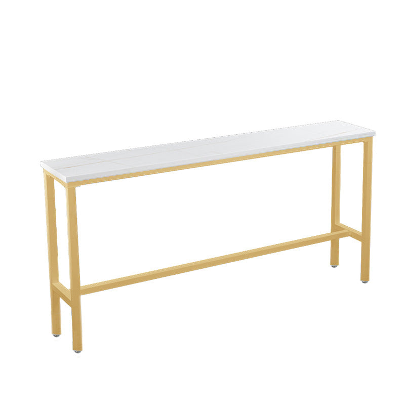 Modern Stone Top Bistro Bar Table Rectangle Metal Base Bar Table