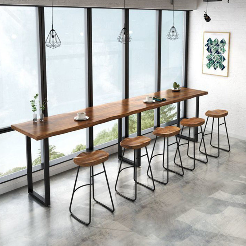 Contemporary Solid Wood Bar Stool Table Rectangle Bar Table in Brown