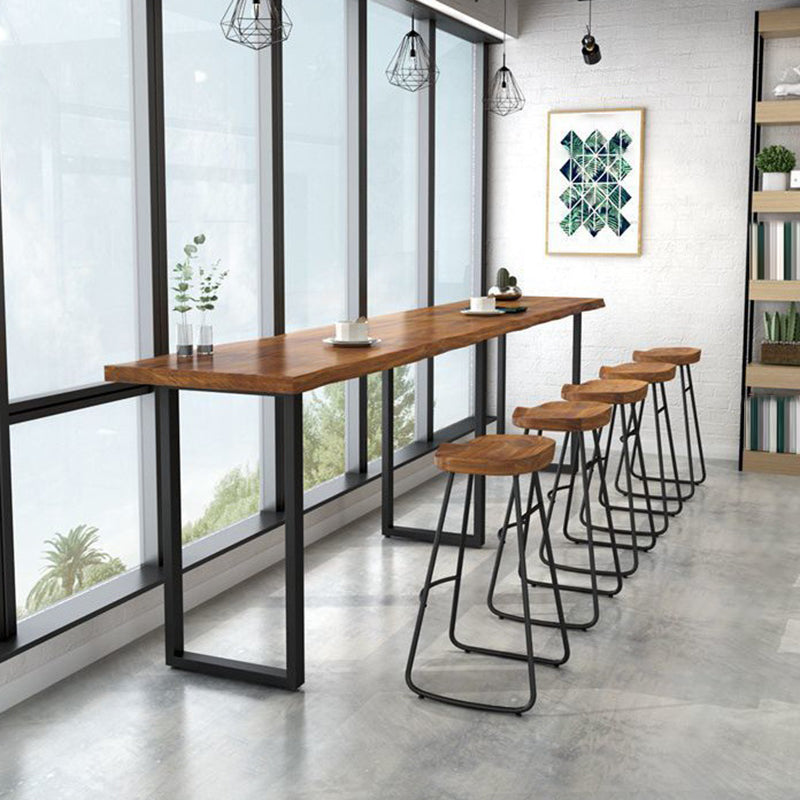 Contemporary Solid Wood Bar Stool Table Rectangle Bar Table in Brown