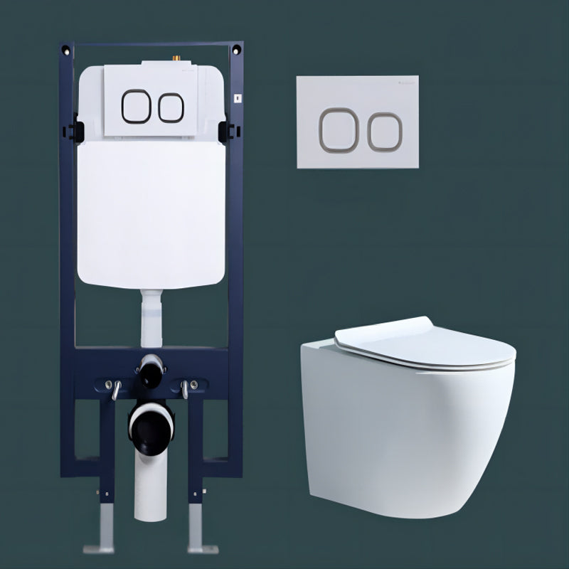 Modern Concealed Tank Toilet Skirted Ceramic Wall Hung Flush Toilet with Seat