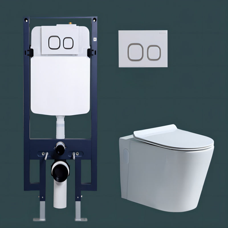 Modern Concealed Tank Toilet Skirted Ceramic Wall Hung Flush Toilet with Seat
