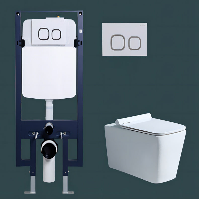 Modern Concealed Tank Toilet Skirted Ceramic Wall Hung Flush Toilet with Seat