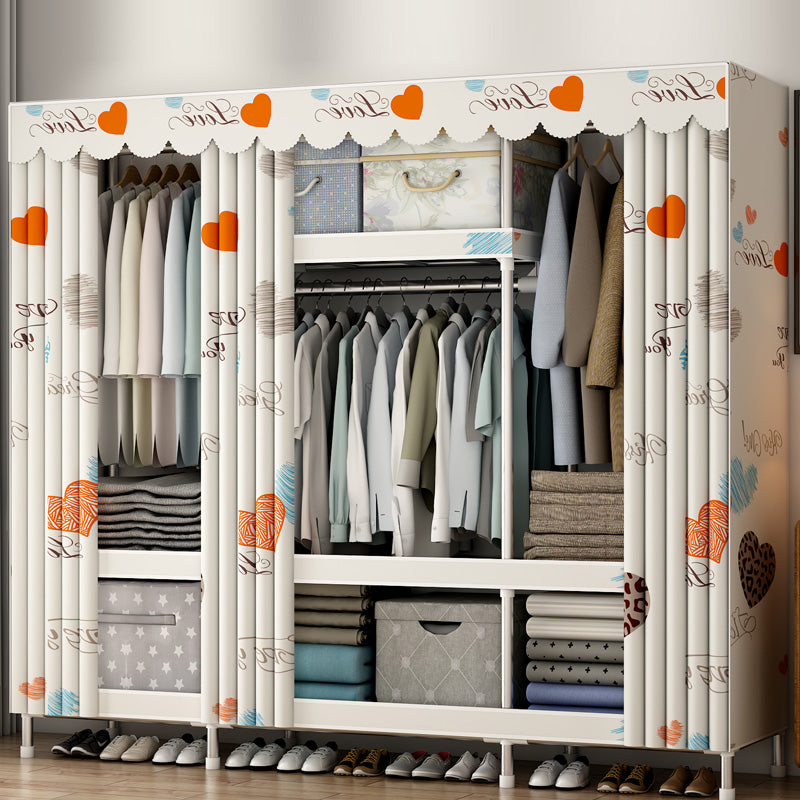 Contemporary Metal Wardrobe Cloth Rod Included Wardrobe Closet with Legs