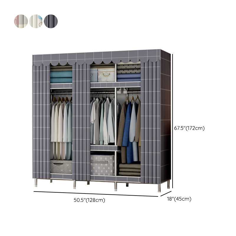 Contemporary Metal Wardrobe Cloth Rod Included Wardrobe Closet with Legs