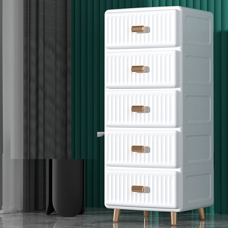 Contemporary Plastic Storage Cabinet for Bedroom Matte Finish Cabinet with Drawers