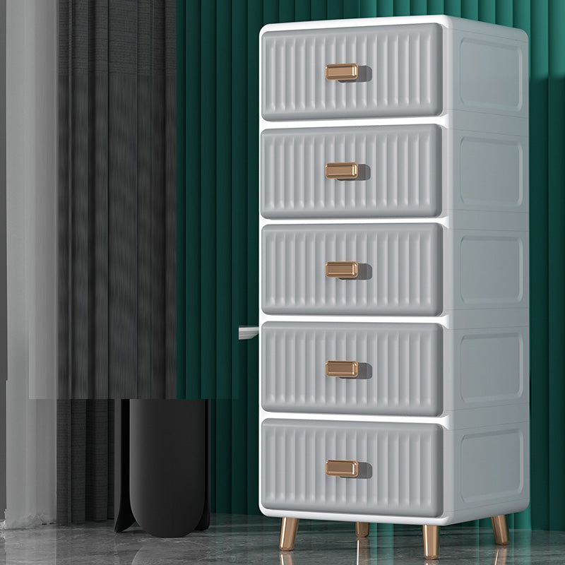 Contemporary Plastic Storage Cabinet for Bedroom Matte Finish Cabinet with Drawers