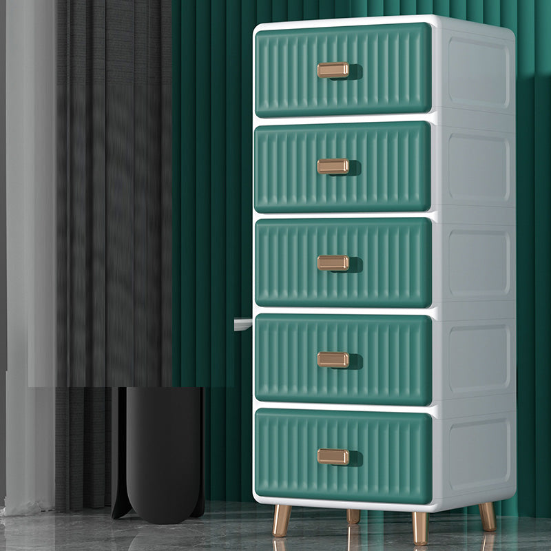 Contemporary Plastic Storage Cabinet for Bedroom Matte Finish Cabinet with Drawers