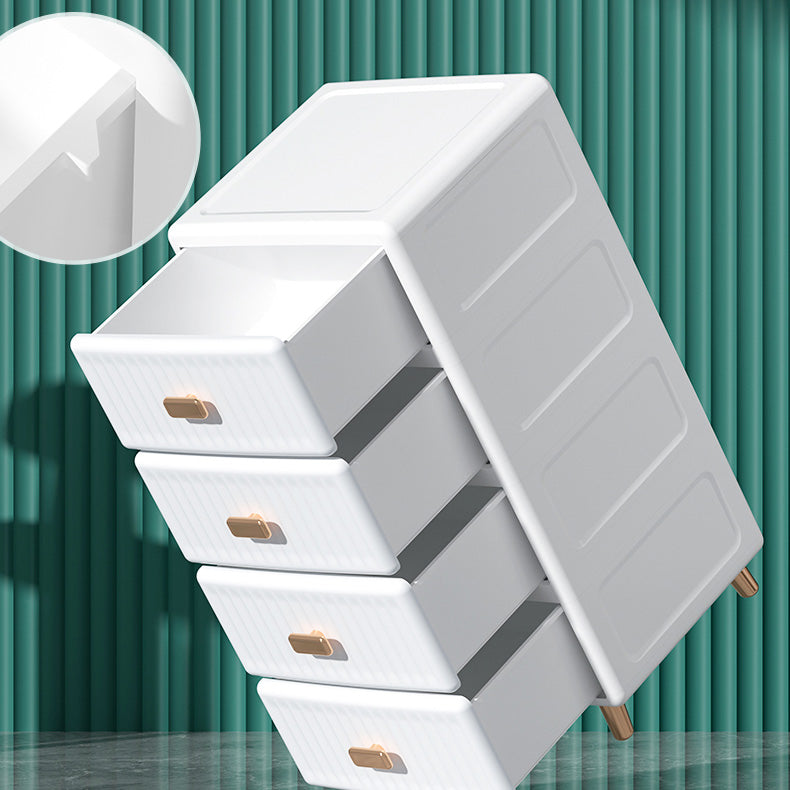 Contemporary Plastic Storage Cabinet for Bedroom Matte Finish Cabinet with Drawers