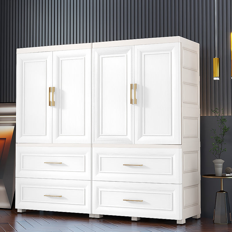 Contemporary White Storage Cabinet Bedroom Plastic Cabinet with Drawers