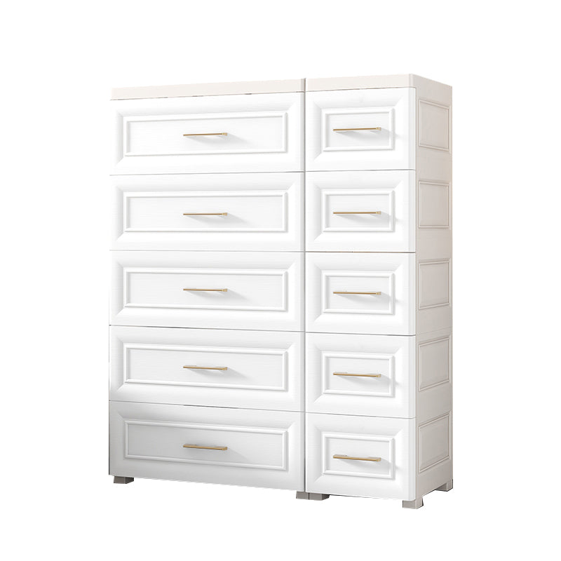 Contemporary White Storage Cabinet Bedroom Plastic Cabinet with Drawers