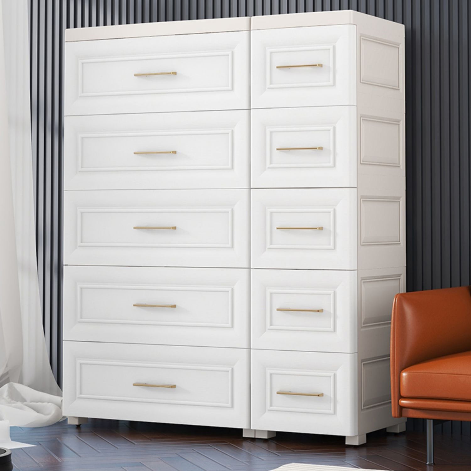 Contemporary White Storage Cabinet Bedroom Plastic Cabinet with Drawers