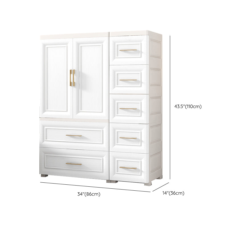 Contemporary White Storage Cabinet Bedroom Plastic Cabinet with Drawers