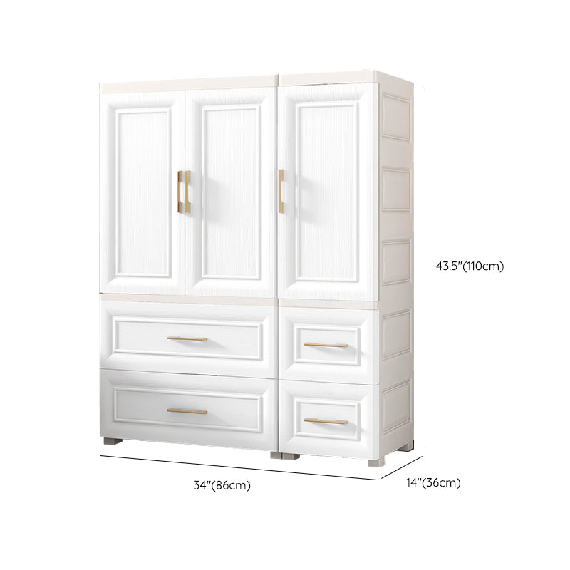 Contemporary White Storage Cabinet Bedroom Plastic Cabinet with Drawers