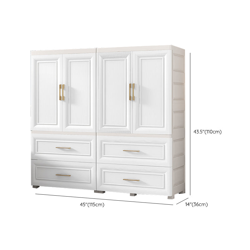 Contemporary White Storage Cabinet Bedroom Plastic Cabinet with Drawers