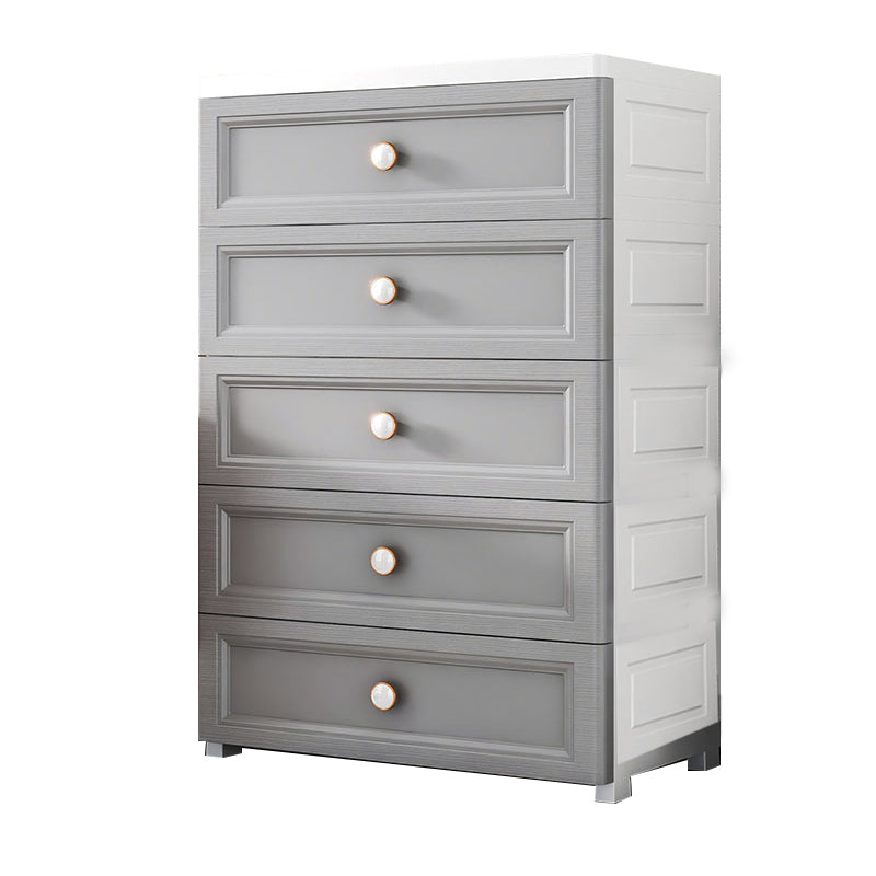 Plastic Contemporary Bedroom Cabinet Matte Finish Storage Cabinet with Drawers