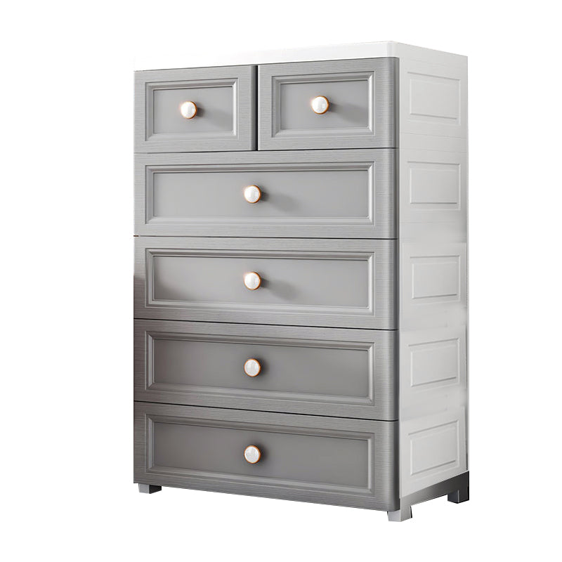 Plastic Contemporary Bedroom Cabinet Matte Finish Storage Cabinet with Drawers