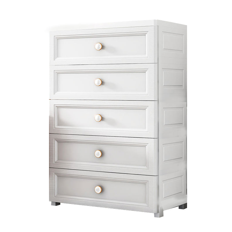 Plastic Contemporary Bedroom Cabinet Matte Finish Storage Cabinet with Drawers