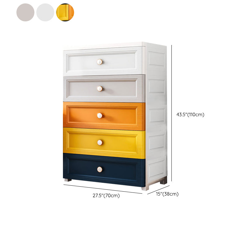 Plastic Contemporary Bedroom Cabinet Matte Finish Storage Cabinet with Drawers