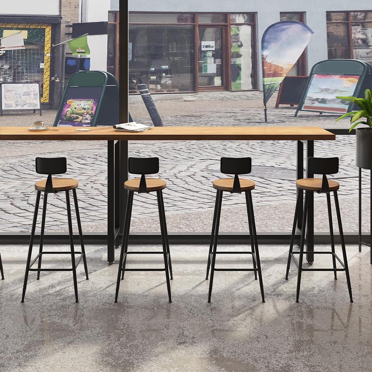 Industrial Style Bar Set 1/7 Pieces Solid Wood Rectangle Pub Dining Set