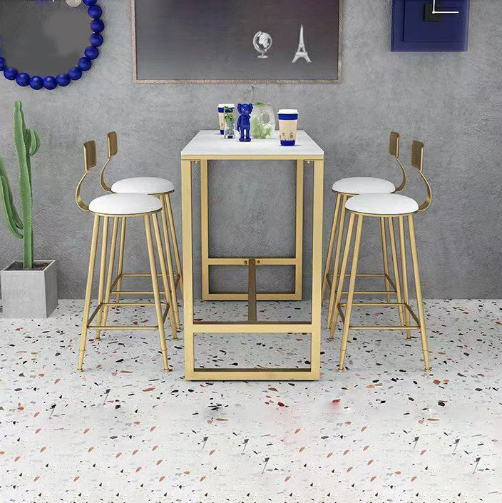 Glam Pub Table Set 1/3/5 Pieces Faux Marble Bar Table with Stools