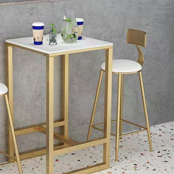 Glam Pub Table Set 1/3/5 Pieces Faux Marble Bar Table with Stools
