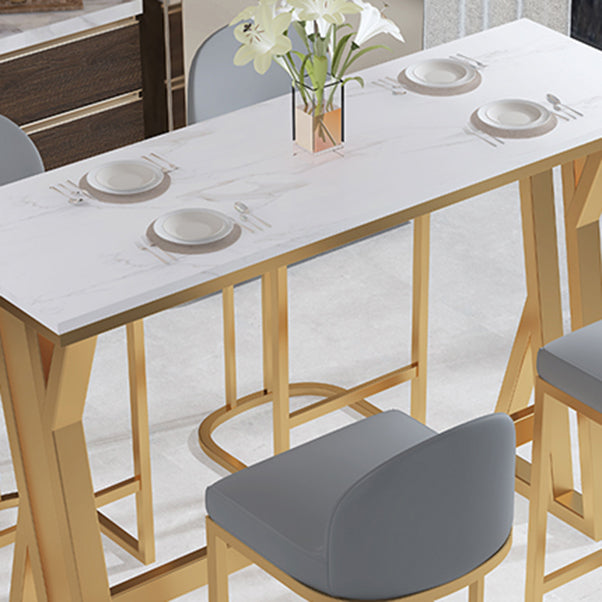 Glam Rectangle Pub Table Set 1/2/5 Pieces Faux Marble Pub Set for Indoor