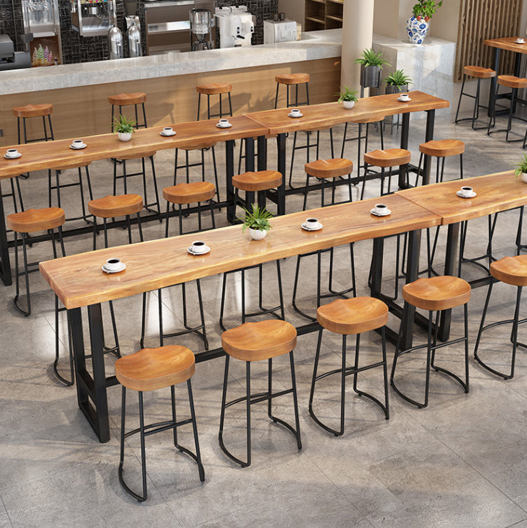 Industrial Style Bar Set 1/2/9 Pieces Solid Wood Rectangle Pub Dining Set for Indoor