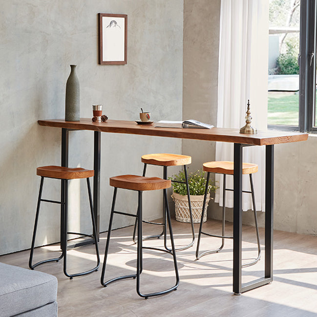 Rectangular Pub Table Set 1/4/5 Pieces Solid Wood Pub Dining Set