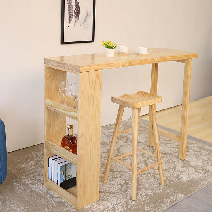 Rectangular Pub Table Set Solid Wood 1/2/3 Pieces Table and Stools