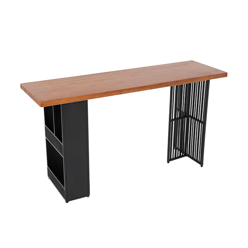 Modern Bar Table Set 1/7 Pieces Solid Wood Counter Table with Upholstered Stools