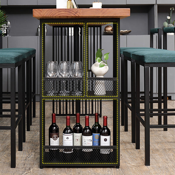 Modern Bar Table Set 1/7 Pieces Solid Wood Counter Table with Upholstered Stools