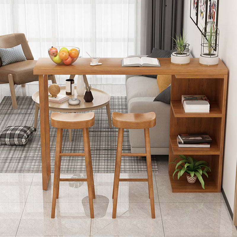 Brown Bar Stool and Table Set 1/3 Pieces Solid Wood Pub Dining Set