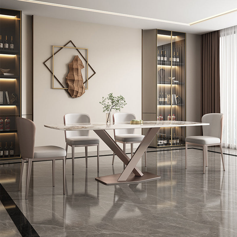 Glam Style Rectangle Table Set 1/2/5/7 Pieces Dining Set with Metal Legs