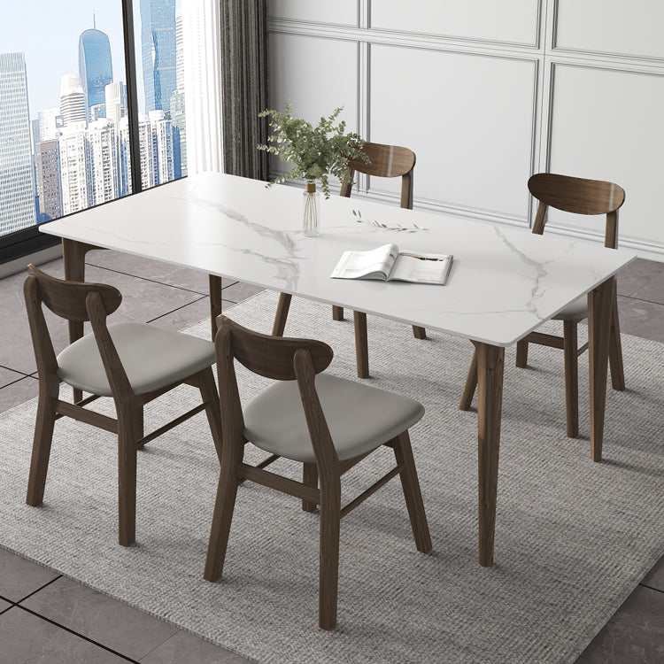 Modern 1/4/5/7 Pieces Furniture Stone Rectangle Dining Table Set in White