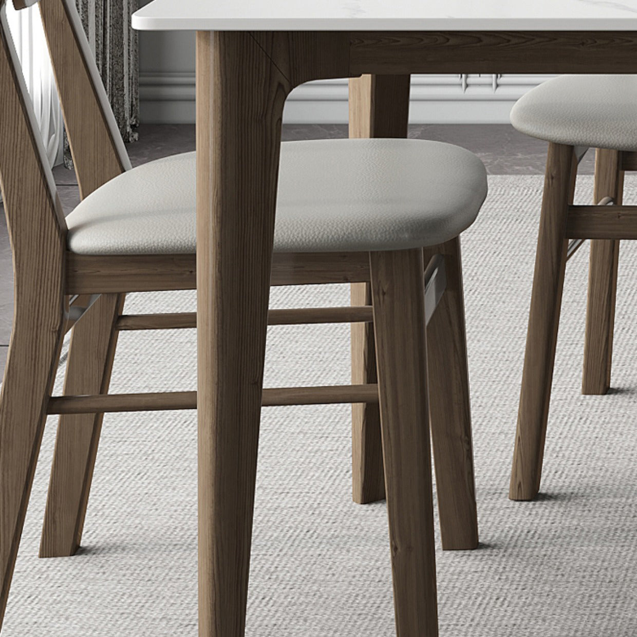 Modern 1/4/5/7 Pieces Furniture Stone Rectangle Dining Table Set in White