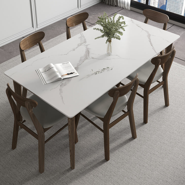Modern 1/4/5/7 Pieces Furniture Stone Rectangle Dining Table Set in White