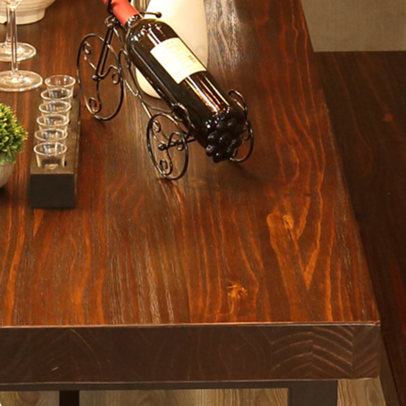 Industrial 1/2/3/4/5 Pieces Furniture Solid Wood Rectangle Dining Chairs Set in Brown