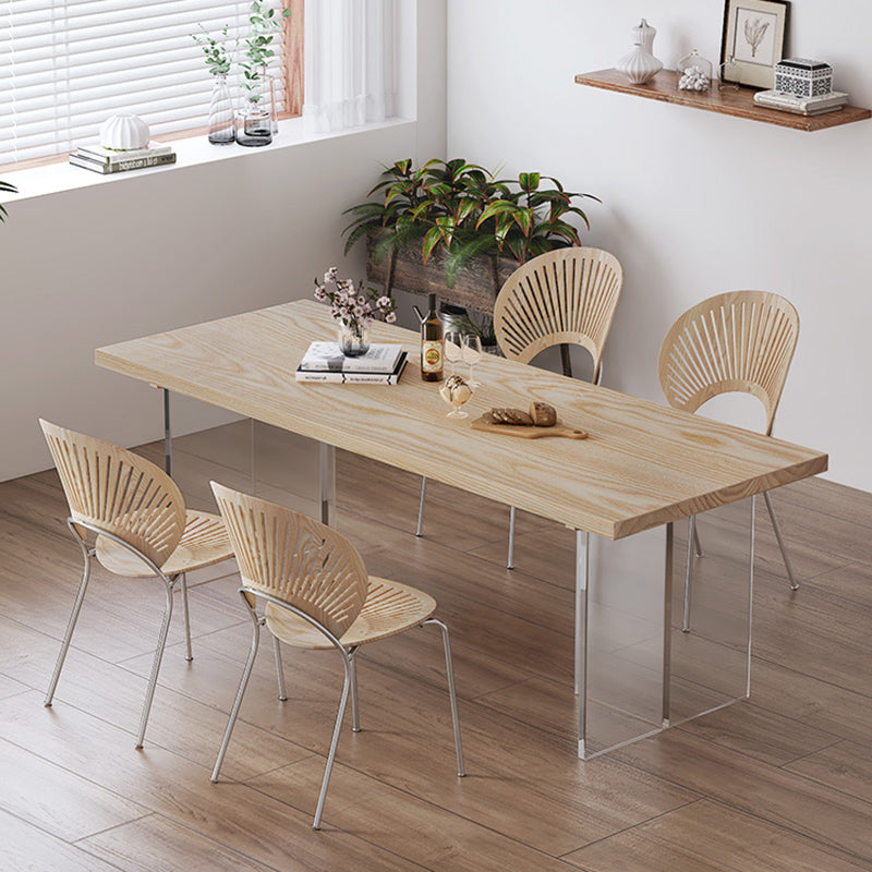 Industrial 1/2/5 Pieces Furniture Solid Wood Rectangle Dining Chairs Set in Natural