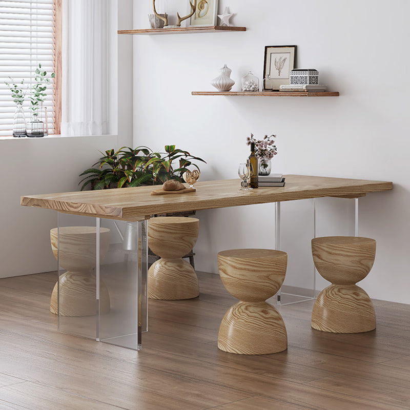 Industrial 1/2/5 Pieces Furniture Solid Wood Rectangle Dining Chairs Set in Natural