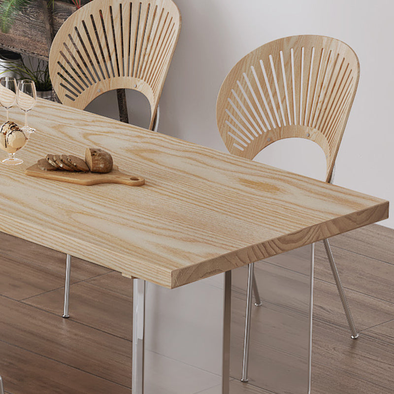 Industrial 1/2/5 Pieces Furniture Solid Wood Rectangle Dining Chairs Set in Natural