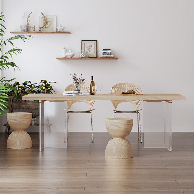 Industrial 1/2/5 Pieces Furniture Solid Wood Rectangle Dining Chairs Set in Natural