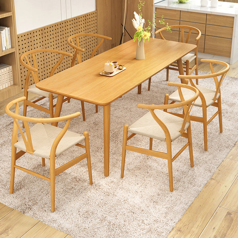 Modern Dining Set 1/4/5/6/7 Pcs Rectangle Solid Wood Dining Table and Armless Chairs
