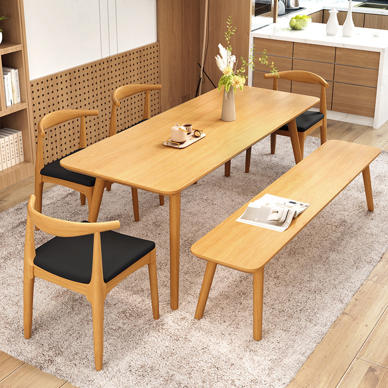 Modern Dining Set 1/4/5/6/7 Pcs Rectangle Solid Wood Dining Table and Armless Chairs