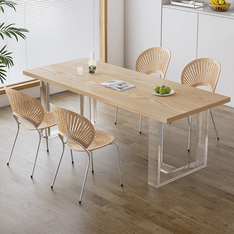 Industrial 1/2/5 Pieces Furniture Solid Wood Rectangle Dining Set in Natural