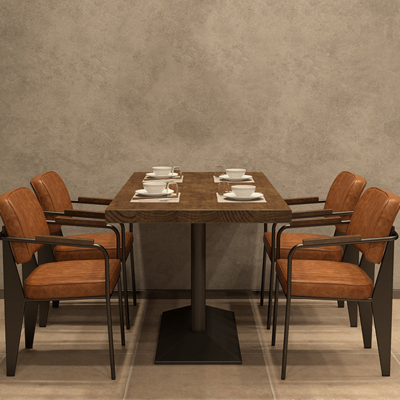 Industrial 1/2/5 Pieces Furniture Solid Wood Rectangle Dining Room Furniture Set in Brown