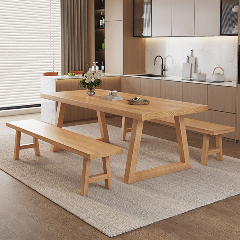 Modern Dining Set 1/3/4/5/6/7 Pcs Solid Wood Dining Table and Chairs in Natural