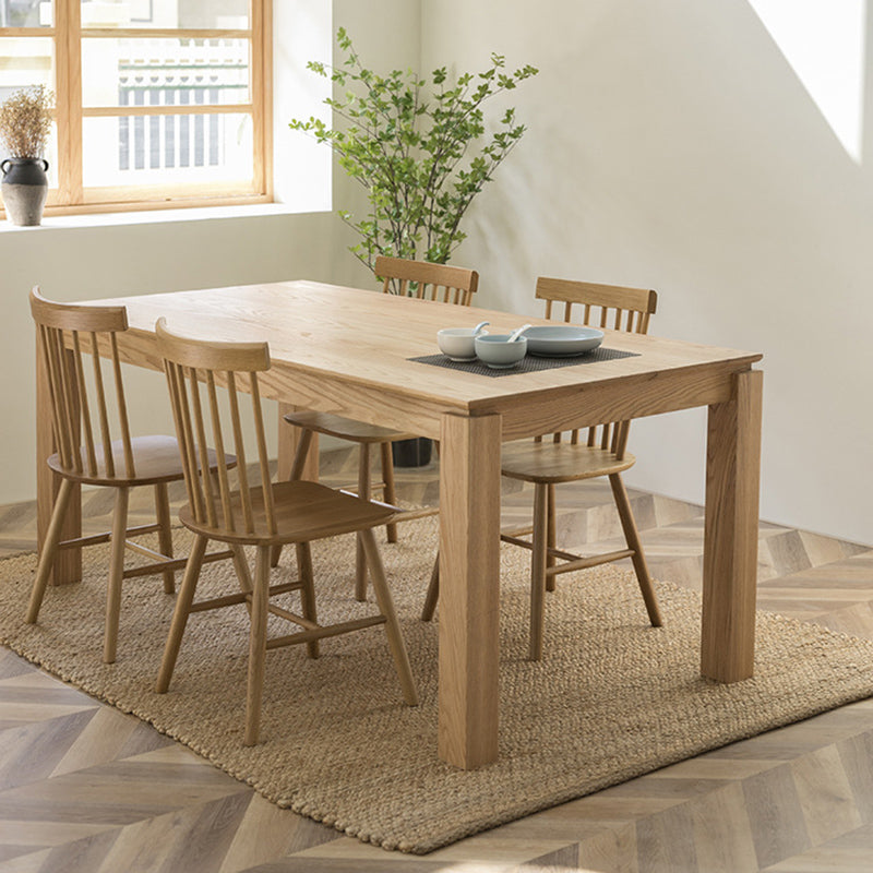 Contemporary 1/4/5 Pieces Furniture Rectangle Solid Wood Dining Set in Natural