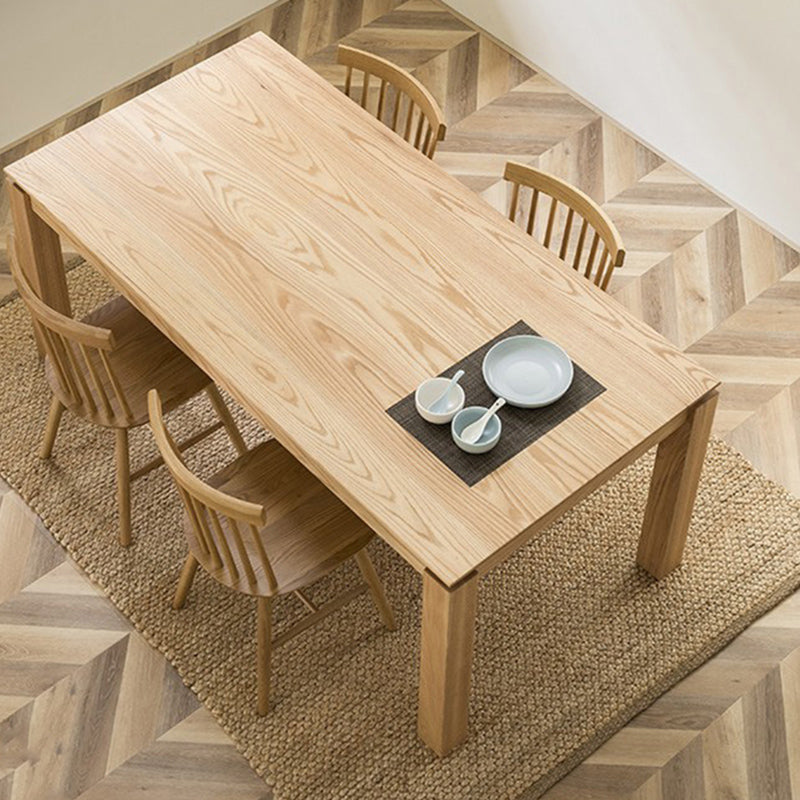 Contemporary 1/4/5 Pieces Furniture Rectangle Solid Wood Dining Set in Natural