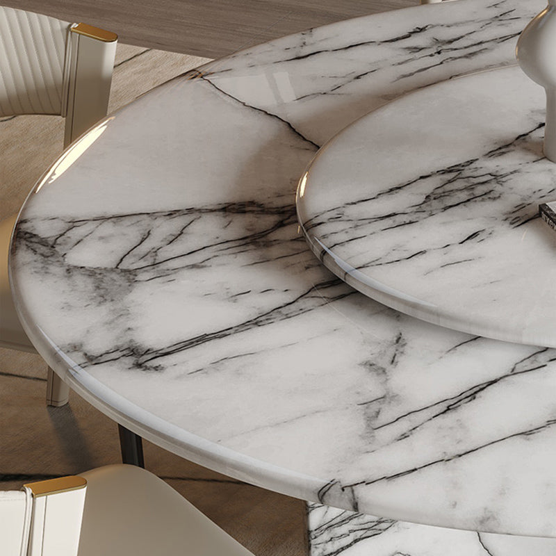 Round Dining Table Set 1/7/9 Pcs Marble Dining Table and Chair Chairs