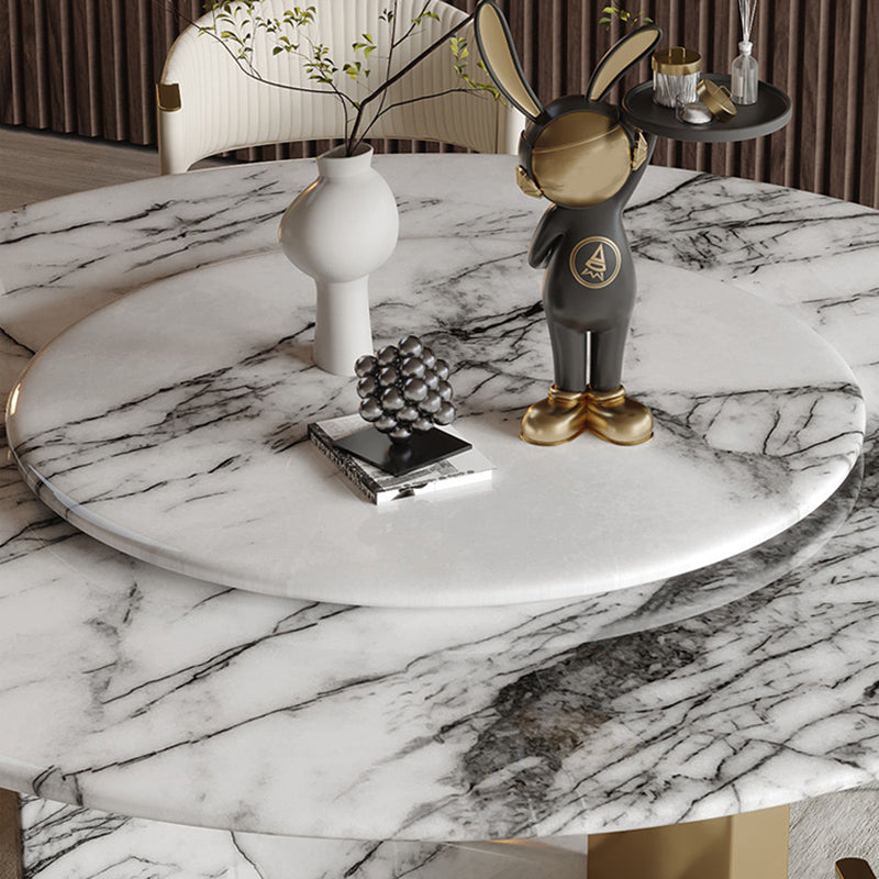 Round Dining Table Set 1/7/9 Pcs Marble Dining Table and Chair Chairs